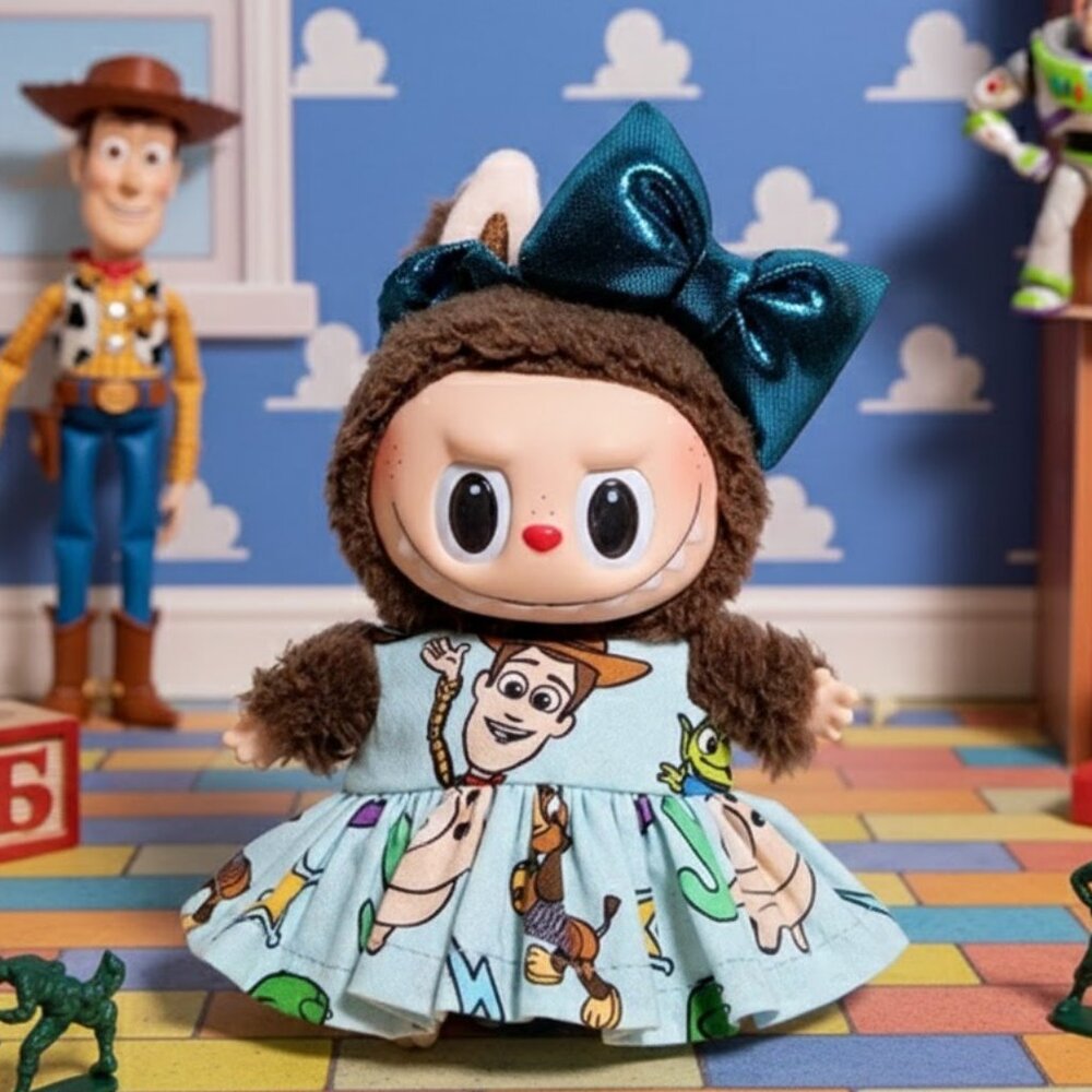 Disney Toy Story Woody Dress and Metallic Bow Labubu Outfit